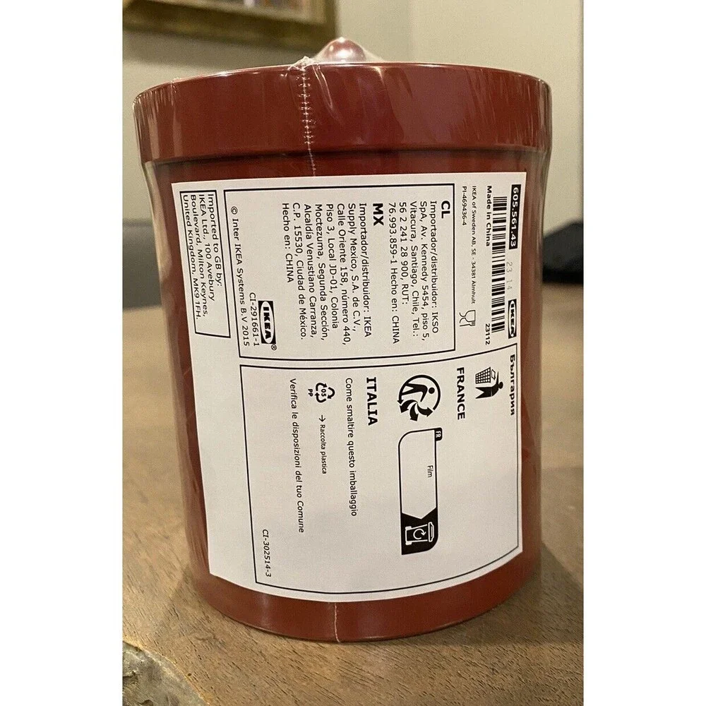 Ikea Tin Canister Red w/Lid 605.561.43 NEW Great for Red Holidays Ships Fast!